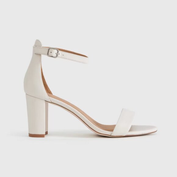 Quince Italian Leather 65mm Block Heel Bone Color Women’s Size 8 New with Box - Picture 15 of 15